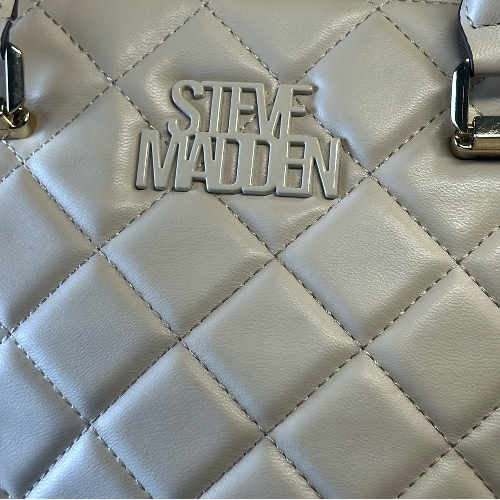 Steve Madden Cream Quilted Shoulder Bag